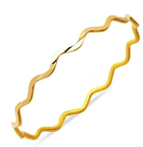 Generisch Ajda Bilezik Zick Zack Armreifen Gold Armreif 22 Karat echt Vergoldet Altin Bileklik Kuyumcu Bangle (7,0 (XL))