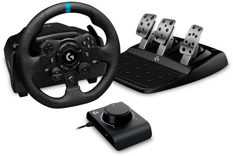Logitech G923 Rennlenkrad und Pedale für PS5, PS4, PC + Racing Adapter für PRO Racing Wheel und Pedale, Driving Force Shifter, RS Shifter & Handbrake - Schwarz