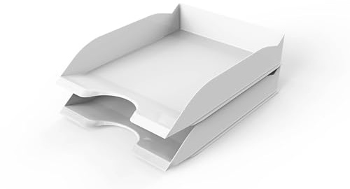 Durable Letter Tray Basic A4, Set of 6, White, Stackable | Desktop Paper Tray, Fully Modular Design, High Gloss Flinish, Keeps Documents Organised, Made in Germany