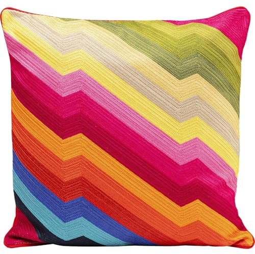 Kare Design Kissen Artistic Zig Zag, Mehrfarbig, 50x50cm | Baumwolle, modern, fürs Wohnzimmer