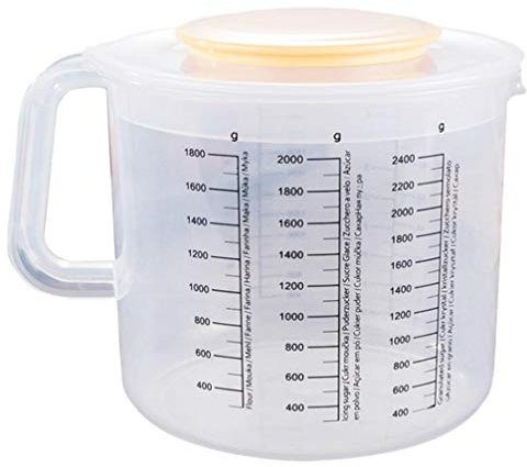 GLETSF Vaso Medidor De 2,5 L para Hornear, Recipiente para Mezclar con Balanza, Ensaladera con Tapa, Taza Medidora, Herramienta para Hornear, Recipiente para Mezclar Graduado