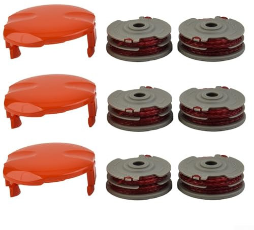 HpLive 2/6 Stück Doppelter Autofeed-Spulen-Ersatz mit Linie und Spulenabdeckung für Flymo Rasentrimmer, Rasenkantenschneider Zubehör(6pcs)
