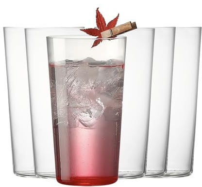 Trinkgläser, 377 ml, dünne Collins-Gläser, transparent, hohe Glasbecher für Wasser, Saft, Bier, Getränke, Cocktails und Mixgetränke, 6 Stück, CollinsGlass 136 cm