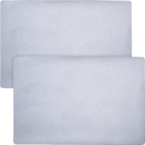 Erwin Müller Tischset, Teller-Untersetzer Lagoa im 2er-Pack in Lederoptik Silber Größe 30x45 cm - Schutz vor Flecken und Kratzern
