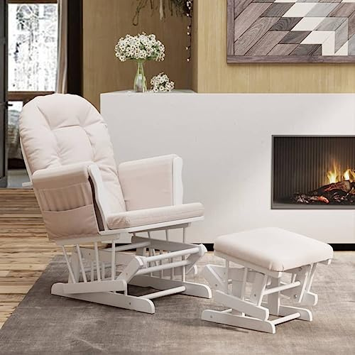 Solivagant Chaise berçante avec Repose-Pied Rose Clair Tissu,(20.8 KG)