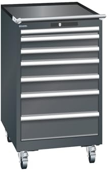 kaiserkraft | ESD-Schubladenschrank mobil | BxTxH 564 x 725 x 990 mm | 7 Schubladen | 1 x 50/2 x 75/2 x 100/2 x 150 mm | anthrazitgrau