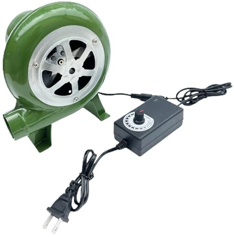 Generico Soffiatore a doppio scopo - elettrico da 12 V, piccola pompa d'aria per forgia da fabbro, regolatore di velocità variabile | Dispositivo compatto portatile per posizionamento base desktop