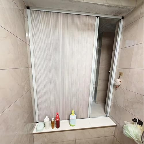 Porta a Soffietto Porta Scorrevole a Filo Muro con Serratura e Telaio in Alluminio, Pannello Divisorio Magnetico per Vani Porta, Cancelletto Interno Pieghevole Privacy(15.7x33.5in/40x85cm)