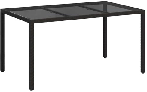 Yisssmeng Gartentisch 150 x 90 x 75 cm, Poly-Rattan Esstisch für Außen, Terrassentisch in Schwarz mit pulverbeschichtetem Stahlrahmen, moderner Tisch für Garten und Terrasse