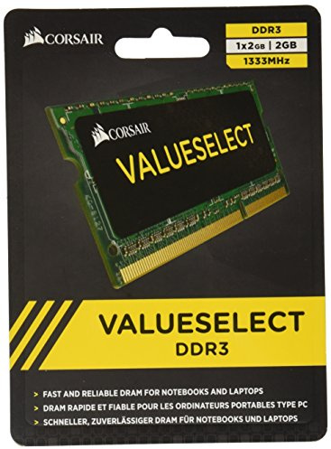 Corsair CMSO2GX3M1A1333C9 Value Select Modulo di Memoria da 2 GB, DDR3, 1333 MHz, CL9, SODIMM, Nero