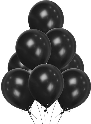 Black Balloons 10 Pack, Large 12 Inch Thick Latex Biodegradable Helium Party Balloons for Birthday, Wedding, Baby Shower, Valentine's Day Events Decoration for Balloon Arch Garland