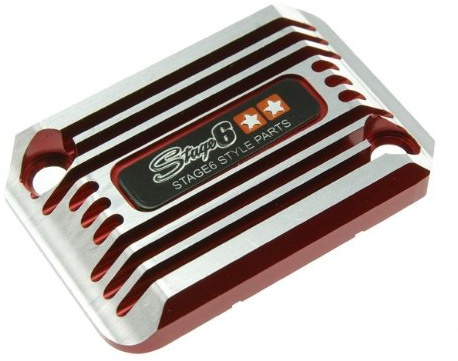 Bremszylinder Abdeckung Stage6 CNC Type Cooling Style für MBK Nitro/Yamaha Aerox/Benelli, rot eloxiert