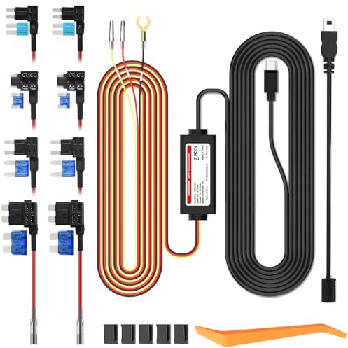 PRUVEEO Smart Acc Hardwire Kit for Dash Cam, Enables Parking Mode Monitor, Converts 12V-30V to 5V/3A, Low Voltage Protection, LED Indicator, Applicable to D90-4CH…
