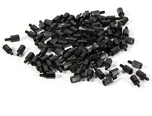 100 Piezas M3 Separador Macho Hembra M3 Nylon PCB Espaciador Tornillos Cilíndricos Hexagonales Kit Surtido 8mm + 6mm (Negro)