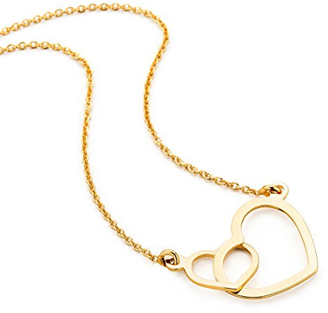 Orovi Kette Gold -9K (375)Gelbgold– Herzkette, Halskette Damen, Kettenanhänger Gold Herzen, Hypoallergene Goldkette 45 cm, Herz Anhänger, Schmuck Damen handgefertigt in Italien, inkl. edler Schmuckbox