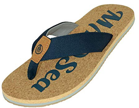 MADSea Nature Tongs Flip Flops Homme Femme Aspect Liège Bleu Foncé Gris, Taille:36 EU