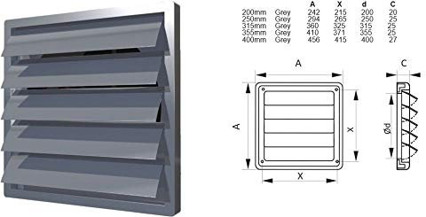 Air Grille Cover Gravity Flap Shutter Extractor Fan Ventilation 8 to 16 (355mm)