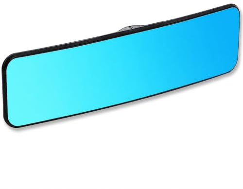 SkycropHD Anti Glare Rear View Mirror for Car, Clip on Wide Angle Panoramic Rearview Mirror Eliminate Blind Spots – Convex, Blue