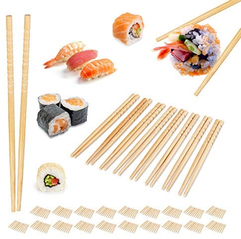Relaxdays 200 Paar Asia Deluxe Essstäbchen, Wiederverwendbare Stäbchen, Chopsticks Set, rutschfest, 24 cm, Bambus, Natur