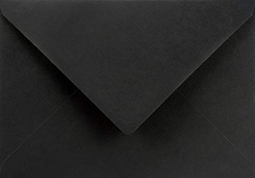 Netuno 500 Briefumschläge Schwarz DIN C5 162x 229 mm 120g Burano Nero Spitzklappe nassklebend schwarze Einladungs-Umschläge C5 hochwertig Briefkuverts Schwarz elegant für Weihnachten Hochzeit