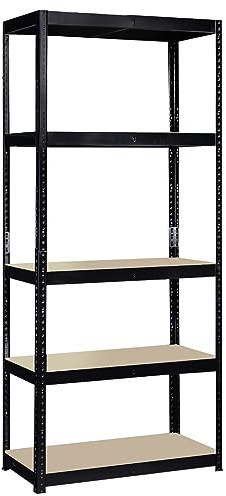 G-Rack Garage Shelving Unit: 150cm x 75cm x 30cm | Two bays, Black 5 Tier Unit | 175kg Load Weight Per Tier (875kg Per Unit) | Home, Office, Garage or Business Use | 5 Year Warranty
