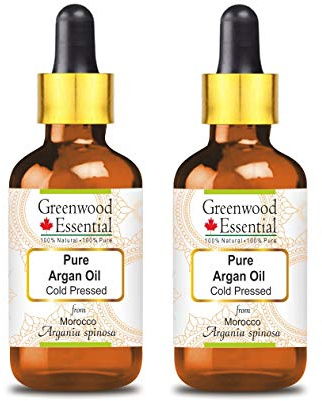Greenwood Essential Naturreine Arganöl (marokkanisches Öl). (Argania spinosa) mit Glas Tropfer Kaltgepresst 100ml X 2 (6.76 oz)