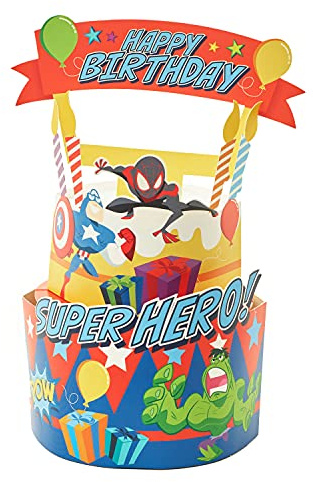 UK Greetings Marvel Avengers Birthday Card for Him/Boy - Pop-Up Cake Design