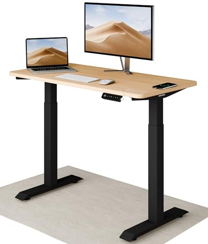 Desktronic Homeone Höhenverstellbarer Schreibtisch 120 × 60 cm – Elektrischer Schreibtisch Mit Zwei Elektrischen Motoren, Touchscreen-Steuerung Und Integrierten USB-a- Und USB-c-ladeanschlüssen