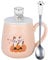Cadeau Femme Mug chat, Tasse mignonne à thé en céramique avec couvercle et cuillère, Halloween Noël date d'anniversaire pour Femmes Filles amoureux des chats 380ml