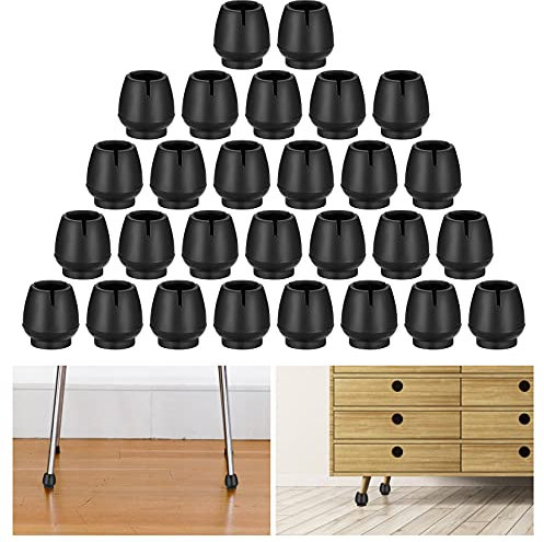 Bateya Lot de 28 Embouts de Pieds de Chaise en Caoutchouc antidérapants pour Pieds de Table, Anti-Bruit, Noirs