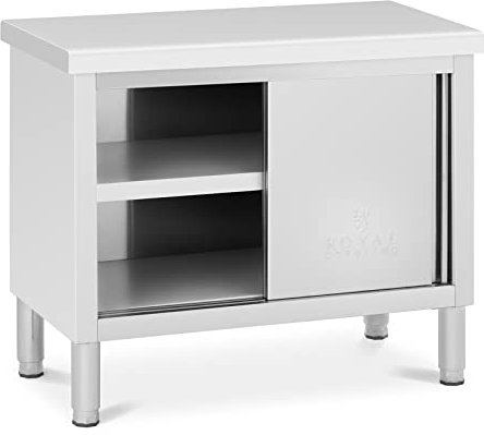 Royal Catering RCAT-100/50-WT Arbeitsschrank Edelstahl 100 x 50 cm 285 kg Tragkraft Edelstahlschrank Edelstahl Arbeitsschrank