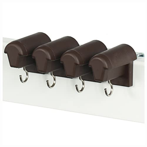KLEMMFLEX Lot de 2 paires de crochets de fenêtre marron, stables, réglables, sans perçage, pour accrocher des décorations de fenêtre et store en bambou/rouleau en bambou sur la fenêtre en PVC ou la