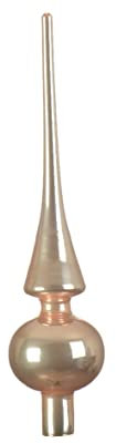 Kaemingk Christbaumspitze Glas 26cm hoch, D=6cm Weihnachtsbaumspitze beige Karamel glänzend