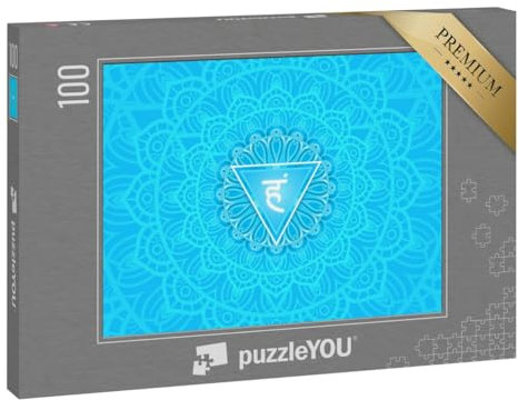 puzzleYOU: Puzzle 100 Teile „Vishuddha, Symbol für das Kehlchakra. Buntes Mandala“ – aus der Puzzle-Kollektion Chakra