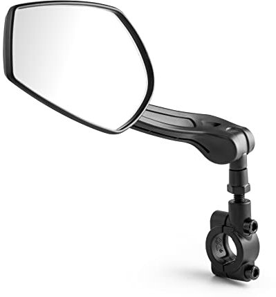 Lifenaxx Fahrradspiegel Links für E-Bike, Mountainbike, Cityrad LX-031 - Rückspiegel für das Fahrrad aus kratzfestem Spiegelglas - Großes Sichtfeld 12 x 7cm, Vibrationsarm, für Lenkstangen Ø 22-25mm