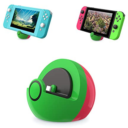 Antank Pequeña Base de Carga Compatible con Nintendo Switch/Switch Lite/Switch OLED, Soporte de Carga sin proyección, Mini Base de Carga portátil para Juegos de Switch Verde y Rosa