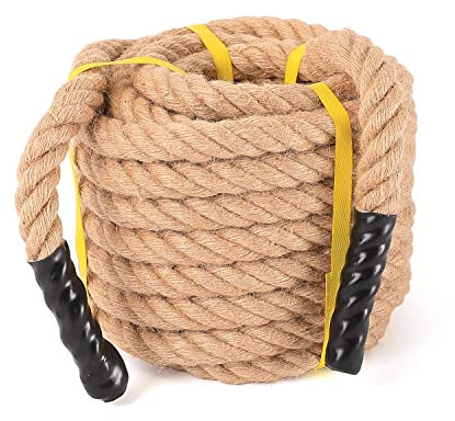 Natürliches Juteseil, 2,5 cm, 15 m, 30 m, Kletterseil, Fitnessstudio, Fitness und Krafttraining, drinnen und draußen, Tauziehen, für Erwachsene, für Outdoor, Klettern, Baumhängeschaukel (50,00)