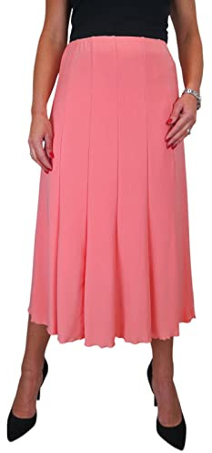 Women's Elasticated Waist Smart Panelled 32 Midi Skirt Peach 10-22 (M)