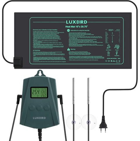 Luxbird Termostato per Tappetino Termico per piantine, Impermeabile IP67, 10 x 20,75, Controllo Automatico della Temperatura, (21W Tappetino riscaldante + Termostato)