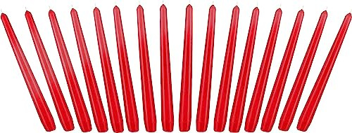 BRUBAKER 24 cm Spitzkerzen für Kerzenständer und Kerzenhalter - 16 Stück | Lange, tropffreie Deko Kerzen mit langer Brenndauer - Leuchterkerzen Set Rot