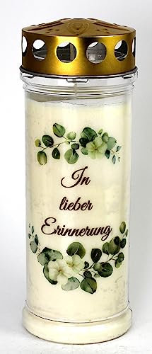 Kerzen Junglas - Grabkerze mit 7 Tagen Brenndauer, (3925), schöne Grablichter mit Motiv, Grabkerzen mit Deckel, Grabschmuck wetterfest, Trauerkerzen mit Spruch, Friedhofskerzen