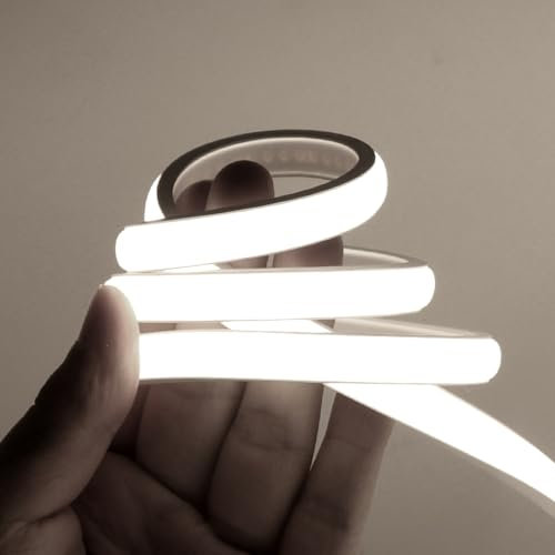 HEGEHE 230V COB LED Streifen, 288LEDs/m Superhell Hohe Dichte IP65 Wasserdicht Flex COB LED Leiste Lichtband Strip für DIY Innen-und Außenbeleuchtung Projekte (Weiß, 50M)