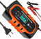 LALALUYE Chargeur Batterie Voiture Moto Auto 10A 12V,Chargeur Batterie Voitures 12V Intelligent Maintien De Charge Batterie Moto avec Écran LCD et Fonction de Maintenance pour Voiture Moto Auto