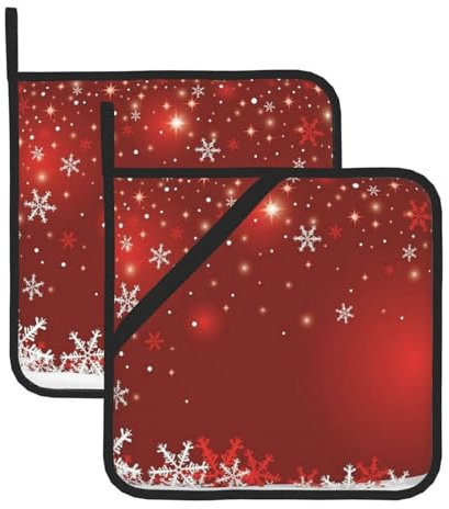 Bedruckte Topflappen-Sets mit Weihnachtsmotiven, hitzebeständig, wasserdicht, für Grillen, Kochen, Backen, Grillen, 2 Stück