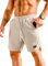JMIERR Herren Strand Kurze Hosen mit Taschen Sommer Waffel Bermuda Casual Basketball Sport Shorts Beige L