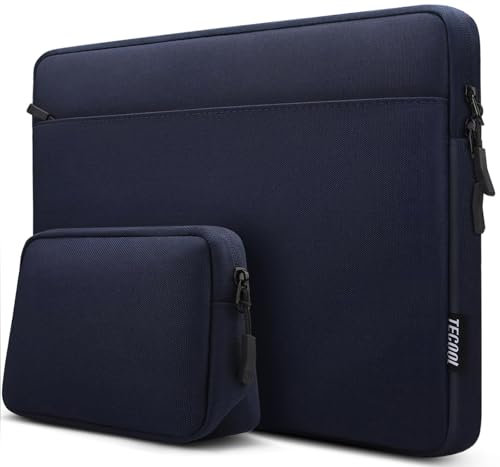 TECOOL 15,6 Pouces Housse Ordinateur Portable pour 15-15,6 Pouces Lenovo HP Dell Acer ASUS Chromebook Notebook, Pochette MacBook Pro 16, Vivobook/Ideapad 16 Protection PC Portable,Bleu foncé