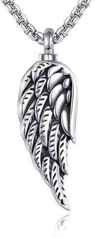 POPLYKE 925 Sterling Silber Flügel Urn kette für Asche Halskette Engel Flügel Einäscherung Schmuck für Damen Männer Gedächtnis