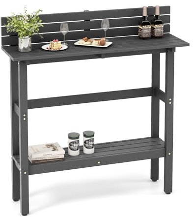 KOMFOTTEU Mesa de Bar Moderna y Elegante, Península de Cocina, Montaje Fácil, Barra de Bar de Casa para Bistró, 122 x 39 x 136 cm, Gris
