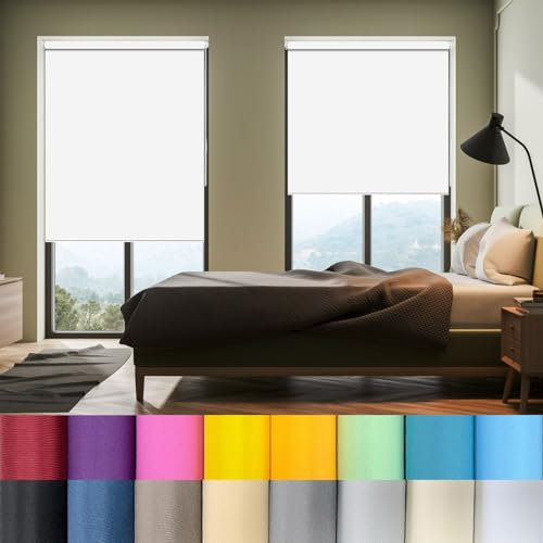 Moderne Tag-Nacht-Rollo 40 x 180 cm Doppelrollo Klemmfix, Lichtundurchlässig Fensterrollo Sonnenschutz Blickdicht Sichtschutz für Fenster & Tür, Weiß