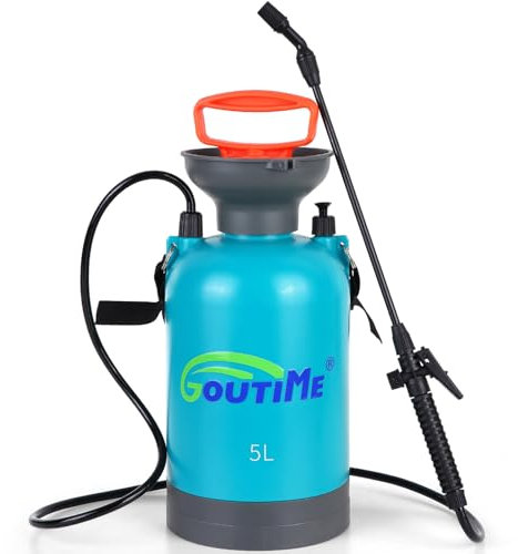 Goutime 5 Litre Pump Action Pressure Sprayer,knapsack garden pump sprayers,for patio cleaning foam sprayer also used for Weedkillers, Fertilisers,Insecticides, Fungicides